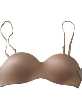 Auden Push Up Strapless Bra Beige 36A Removable Straps Medium Lift